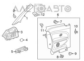 Карточка задняя правая VW Beetle 12-19 тряпка черн, структура, царапина