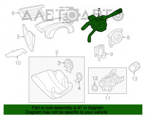 Comutatorul de sub volan VW Jetta 11-18 USA complet, fără senzor de ploaie, pentru controlul de croazieră.