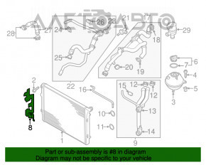 Deflectorul radiatorului stânga VW Jetta 11-14 SUA este rupt, suportul este rupt.