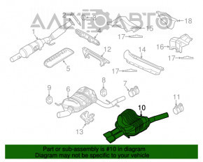 Глушитель задняя часть с бочкой VW Jetta 11-18 USA 2.5