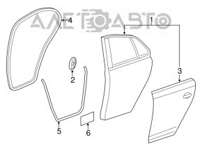 Уплотнитель двери задней правой VW Jetta 11-18 USA