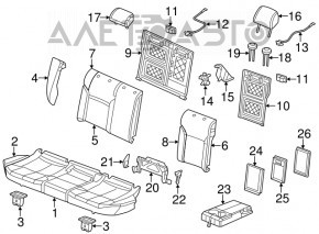 Suport pentru cap spate dreapta VW Jetta 11-18 SUA, material textil negru.