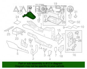 Capac laterală a consolei centrale dreapta VW Jetta 11-18 SUA, neagră, lipsesc piesele de fixare.