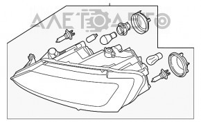 Far stânga față VW Jetta 11-16 goală USA halogen, zgârietură.