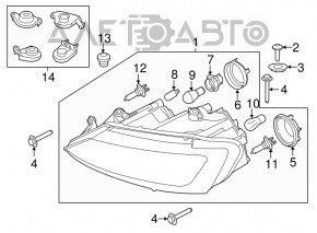 Far stânga față VW Jetta 11-16 goală USA halogen, zgârietură.