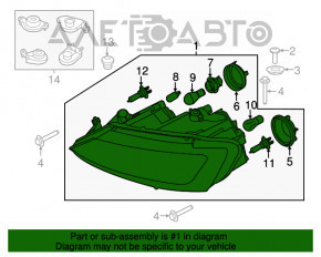 Far dreapta față VW Jetta 11-16 goală USA halogen, nisip