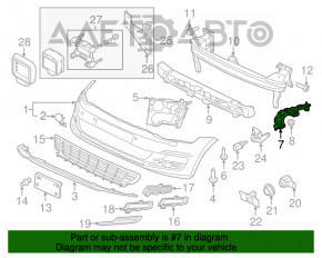 Крепление переднего бампера левое VW Golf 15-17 OEM