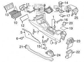 Консоль центральная подлокотник и подстаканники VW Golf 15-