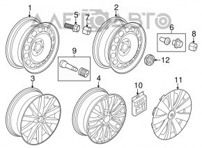 Roata de rezervă de dimensiuni normale pentru VW Jetta 11-18 USA R15 195/65, cu jantă de metal și cauciuc