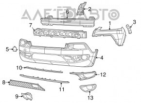 Bara fata goala dreapta fara ornament Jeep Cherokee KL 14-18 Trailhawk, alb