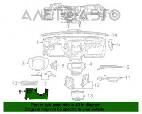 Capacul subtorpedou pentru genunchii șoferului Jeep Grand Cherokee WK2 14-21 negru, zgârieturi