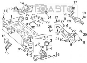 Bara spate VW Tiguan 09-17 AWD ruginită, lovită și deteriorată, 2 airbag-uri de înlocuit.