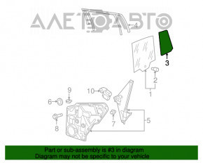 Стекло двери треугольник заднее левое VW Tiguan 09-17 слом креп