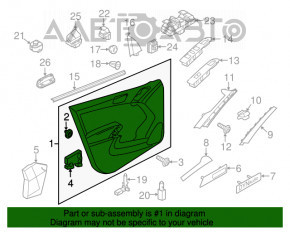 Capacul ușii, cartela frontală stânga VW Tiguan 09-17, negru