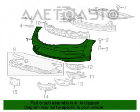 Бампер передний голый Chrysler 200 15-17 под парктроники