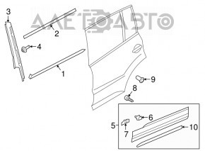 Garnitură ușă inferioară spate stânga VW Tiguan 18- sub ornament cromat