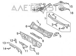 Grila stergatoarelor din plastic stanga VW Tiguan 18-