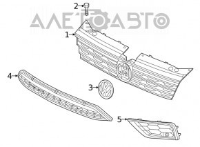 Grila radiatorului VW Tiguan 18- cu emblema, sub radarul de croazieră nou, neoriginal.