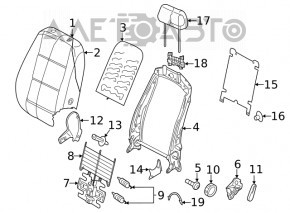 Scaun de pasager VW Tiguan 18- fără airbag, material textil gri