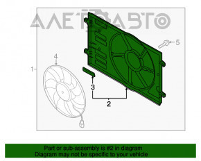 Difuzorul capacului radiatorului gol Audi A3 8V 15-20 1.4T, 1.8T, 2.0T, cu 1 ventilator.