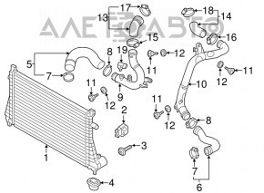 Патрубок на интеркулер левый верхний Audi A3 8V 15-20 1.8T, 2.0T резина