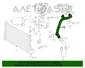 Furtunul de intercooler stânga centrală Audi A3 8V 15-20 1.8T, 2.0T din plastic