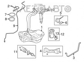 Capacul gurii de umplere a rezervorului de combustibil Audi A3 8V 15-20 are fixarea ruptă.