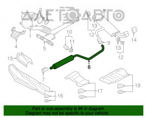 Выпускная трасса в сборе с бочкой Audi A3 8V 15-16 4d 1.8T