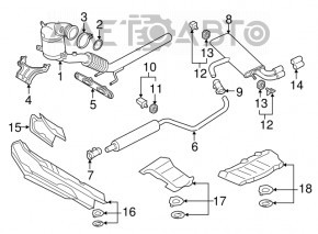 Выпускная трасса в сборе с бочкой Audi A3 8V 15-16 4d 1.8T