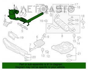 Tubul de admisie cu catalizator pentru Audi A3 8V 15-20 2.0 sub tăcere pe ambele părți