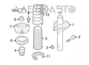 Arcul de suspensie frontal stânga Audi A3 8V 15-20 4 uși, 5 uși, 1 marcă albă