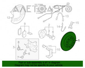 Placă de frână spate stânga VW Tiguan 09-17 280/12mm ruginită.