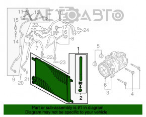 Radiatorul condensatorului de aer condiționat Audi A3 8V 15-20 1.4T, 1.8T, 2.0T este zdrobit.