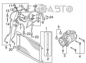 Radiatorul condensatorului de aer condiționat Audi A3 8V 15-20 1.4T, 1.8T, 2.0T este zdrobit.