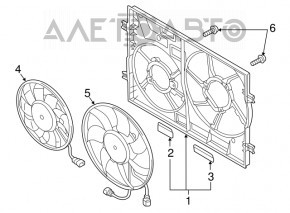 Ventilatorul de răcire dreapta Audi A3 8V 15-20 1.8T, 2.0T sub difuzor cu 2 ventilatoare