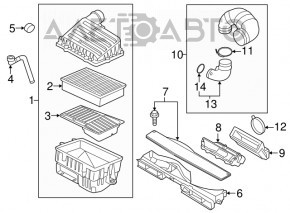 Receptor de aer VW Jetta 19- 1.4T, 2.0T în ansamblu