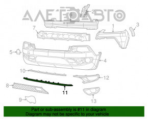 Нижняя накладка переднего бампера низ Jeep Cherokee KL 14-18 Trailhawk новый OEM оригинал