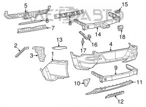 Capacul bumperului din spate de jos pentru Jeep Cherokee KL 14-18 pentru o singură conductă, structură, Trailhawk