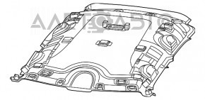 Acoperirea tavanului pentru Fiat 500L 14- cu trapa, gri, murdar.