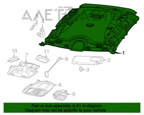 Acoperirea tavanului pentru Fiat 500L 14- cu trapa, gri, murdar.