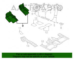 Acoperirea podelei din față stânga Jeep Grand Cherokee WK2 11-21 negru.