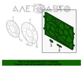 Difuzorul capacului radiatorului gol Audi A3 8V 15-20 2.0T cu 2 ventilatoare