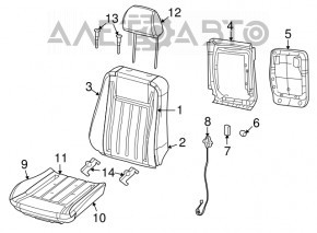 Scaun șofer Dodge Challenger 15- fără airbag, electric + manual, material textil negru, nevoie de curățare