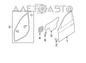 Ușa goală din față stânga pentru Subaru Forester 08-13 SH, argintiu C3S, manere