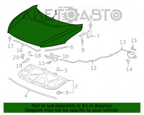 Capota goală Honda Clarity 18-21 SUA, aluminiu, argintiu NH-704M