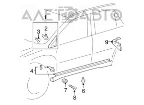 Triunghiul de protecție a stâlpului din față dreapta pentru Lexus RX300 RX330 RX350 RX400h 04-09, negru lucios