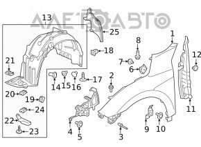 Aripa dreapta fata Honda Civic X FC 19-21 albastru B-607M, tija