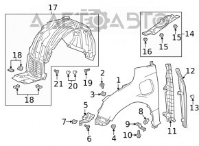 Aripa dreapta fata Honda Clarity 18-21 SUA, aluminiu, argintiu NH-704M, lovituri