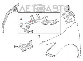 Partea din față dreapta a Acura MDX 14-20 fără oglindă, culoare grafit G537M.