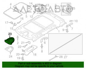 Plafonul de iluminare frontal pentru Mini Cooper Clubman R55 07-14 negru, sub trapă.